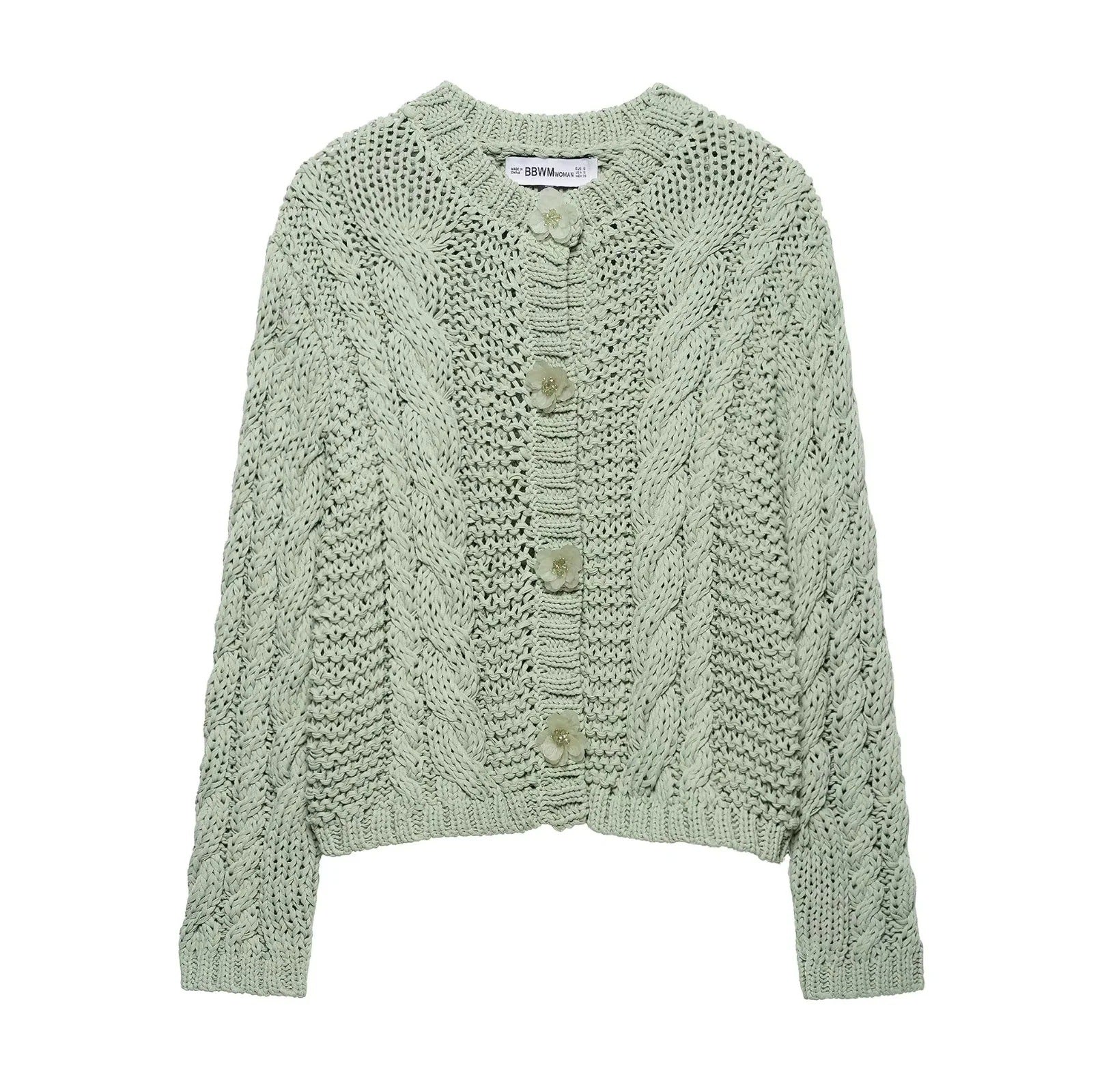 Women's Flower Row Decorative Knitted Coat