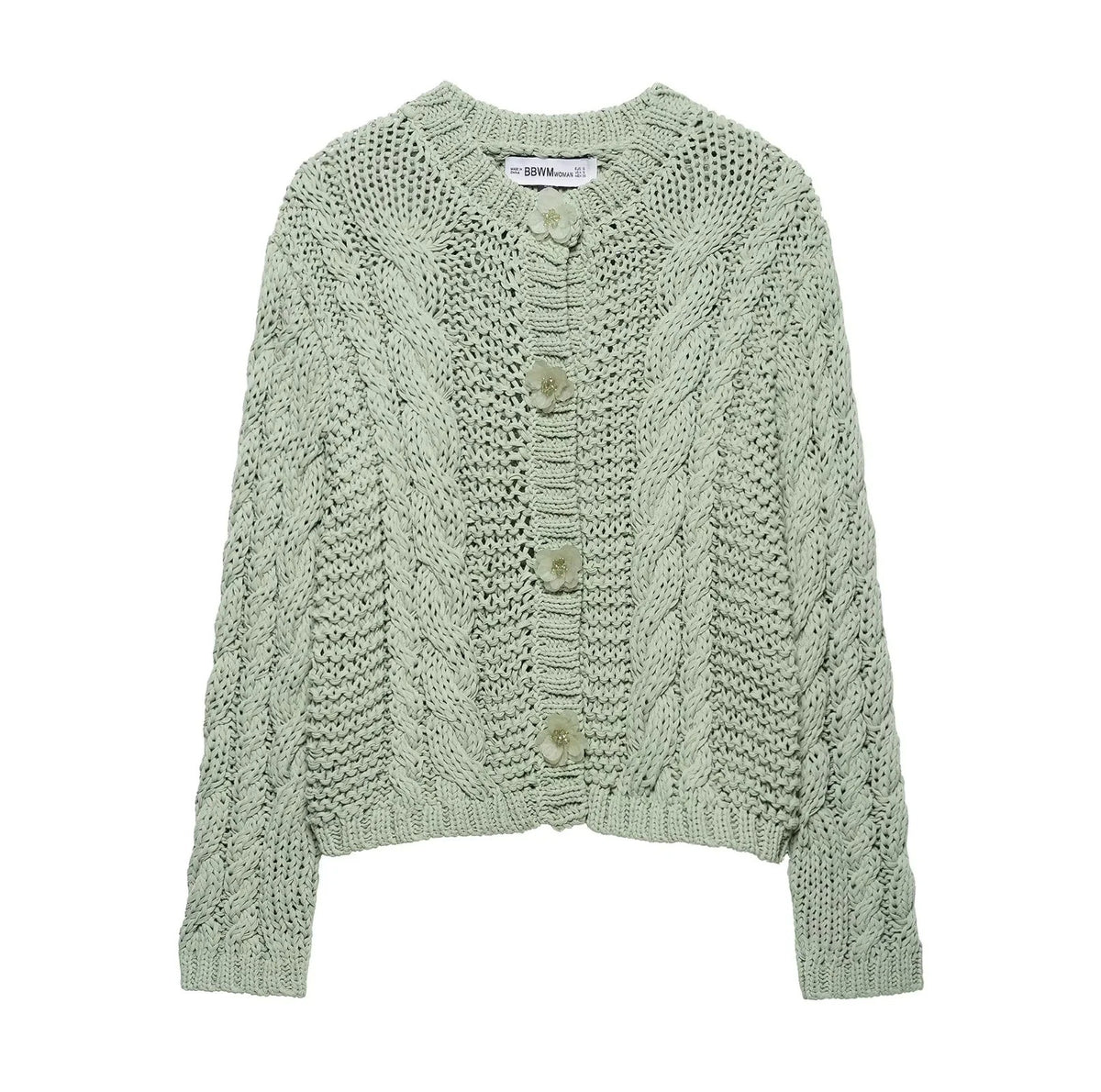 Women's Flower Row Decorative Knitted Coat