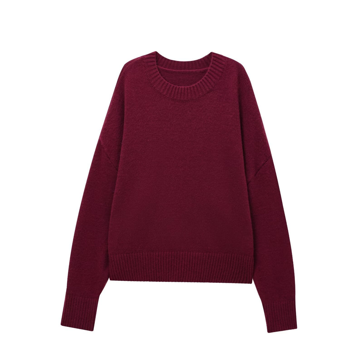 Solid Color Round Neck Sweater