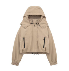 Vintage Hooded Zip Up Cargo Jacket