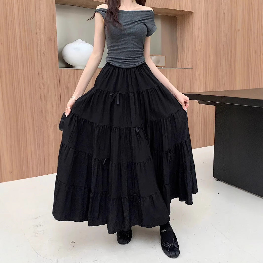 Stitching Cake Dress Summer Versatile Big Hem Umbrella Skirt Long Dress