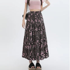 High Waist Umbrella Floral Maxi Skirt