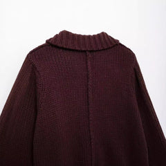 Horn Button Front Pocket Knitted Cardigan