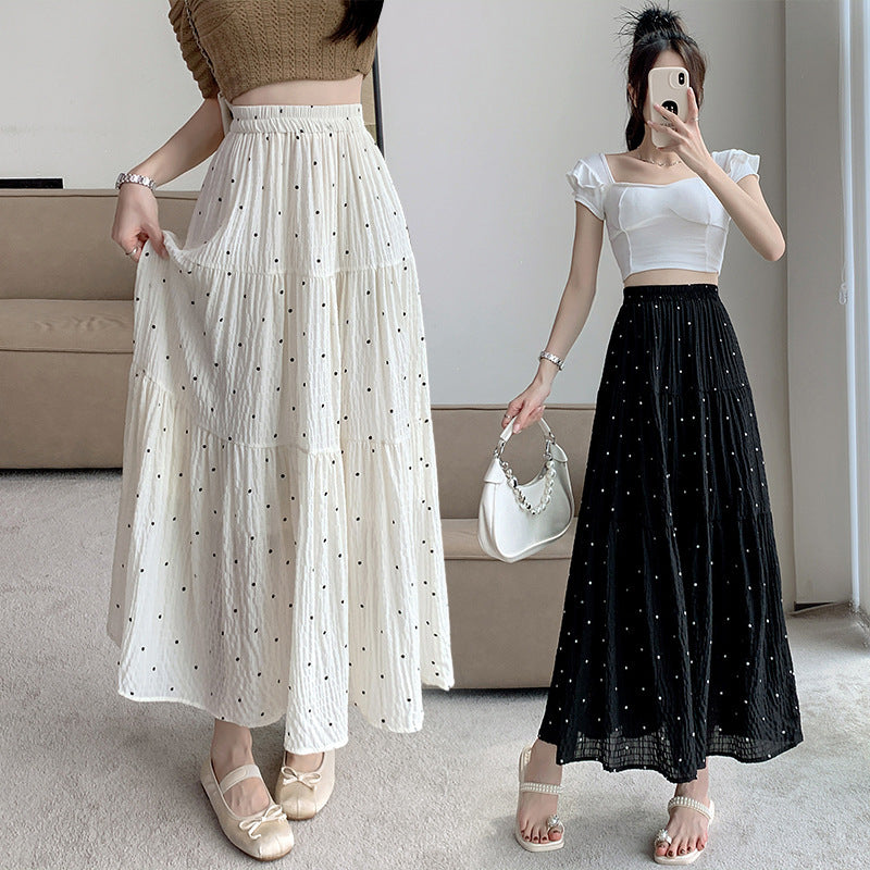 Dot Pleated Ballet Maxi Skirt