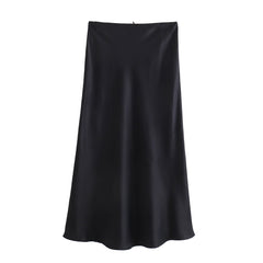 Bow Silk Satin Maxi Skirt