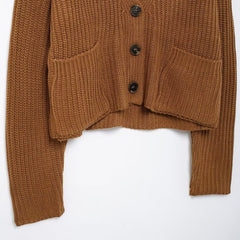 V-Neck Pocket Knitted Cardigan