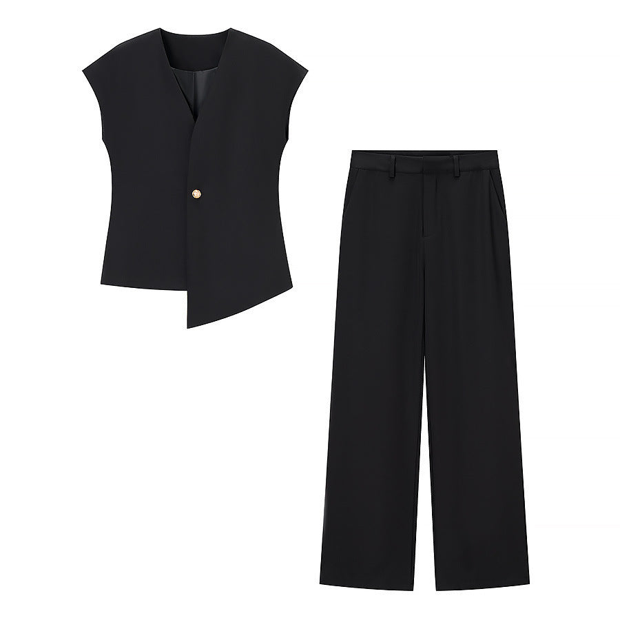 Minimalist Irregular Vest Casual Trousers Suit