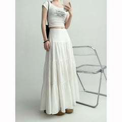 Aesthetic Umbrella White Maxi Skirt