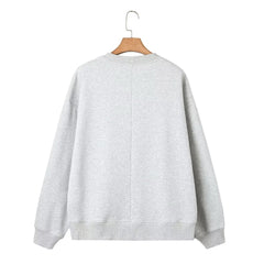 Solid Color Round Neck Oversized Sweatshirt