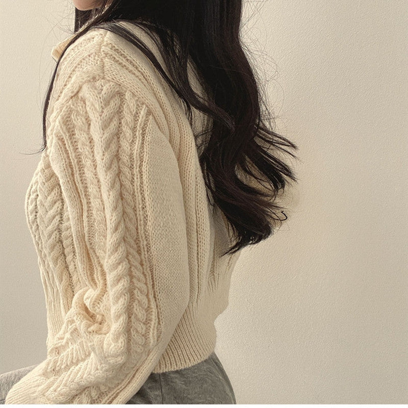 Vintage Zip Up Cable Knit Cardigan