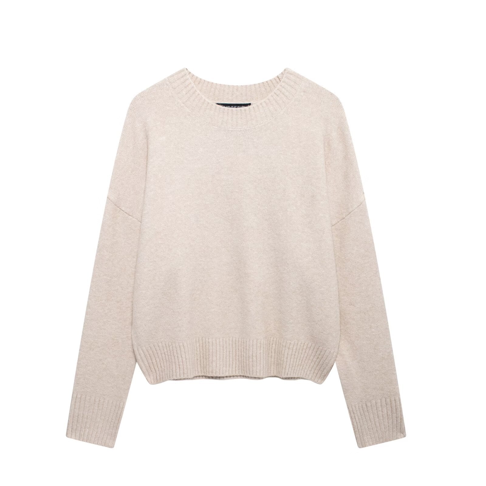 Solid Color Round Neck Sweater