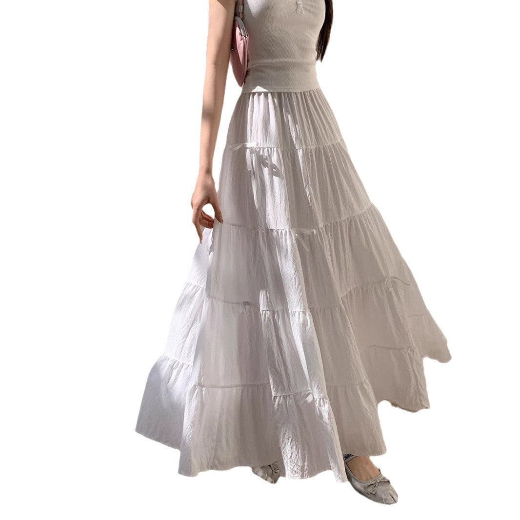 Stitching Cake Dress Summer Versatile Big Hem Umbrella Skirt Long Dress