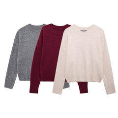 Solid Color Round Neck Sweater