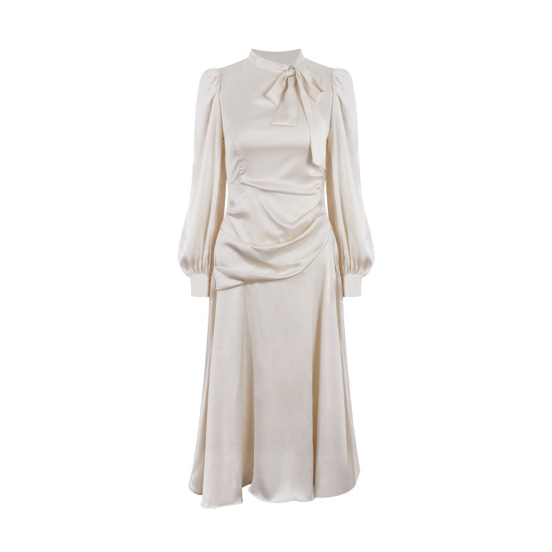 Women's Design Sense Long Sleeve Satin Dress