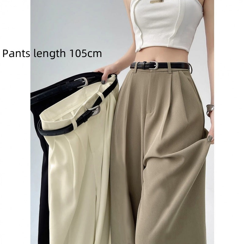 Solid Color Casual High Waist Loose Trousers