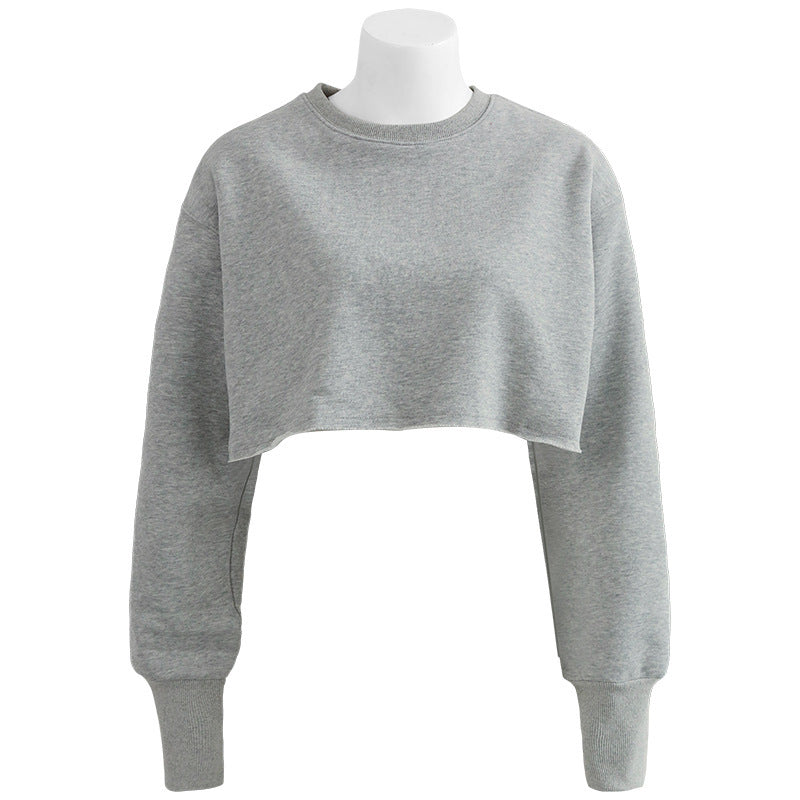 Solid Color Cropped Sweatshirt