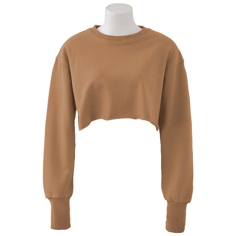 Solid Color Cropped Sweatshirt