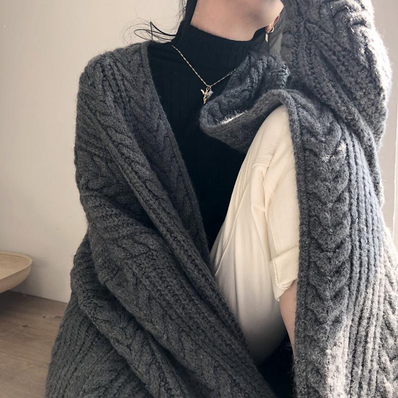 Cable Knit Open Front Long Cardigan