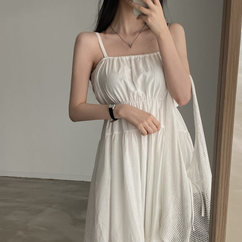 Solid Color Sleeveless Spliced Maxi Dress