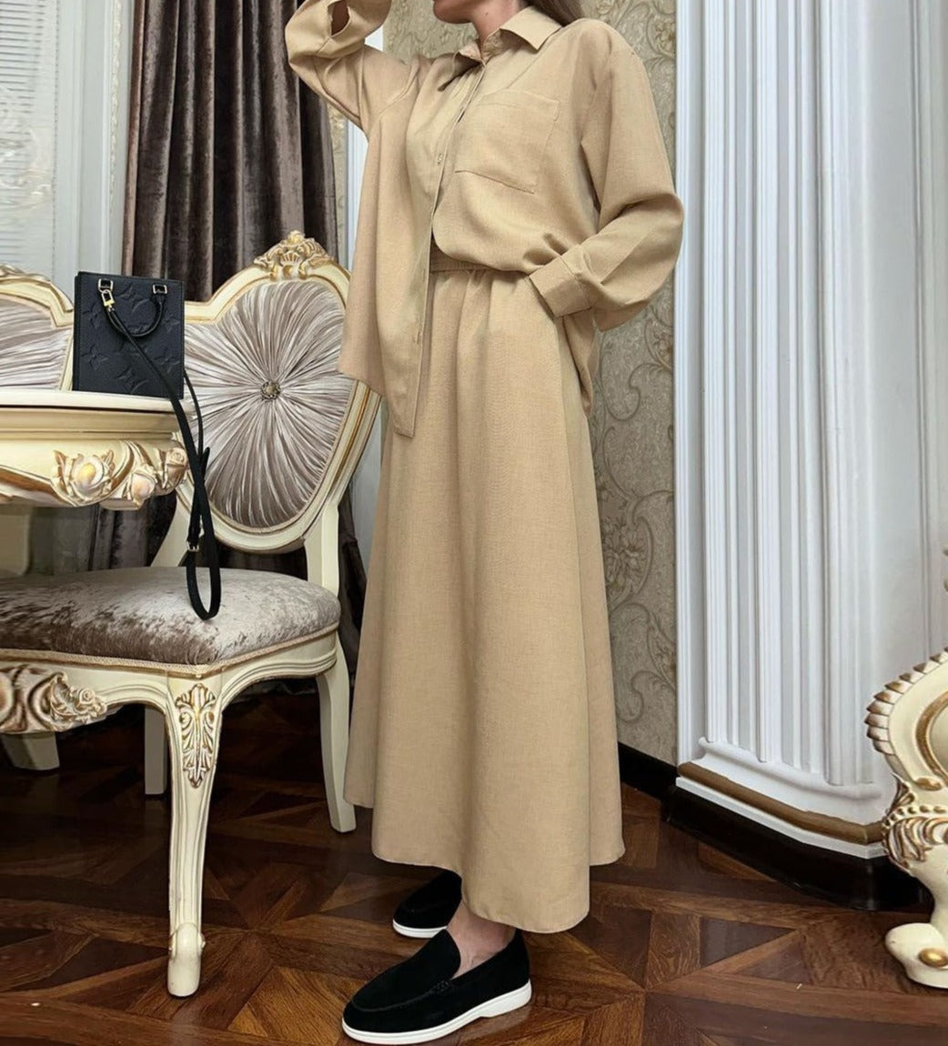 Long Sleeve Shirt Skirt Suit